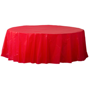 Red 84" Round Plastic Tablecover