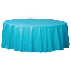 Caribbean Blue 84" Round Plastic Tablecover