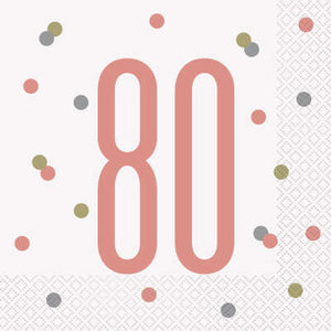 Rose Gold 80th Birthday Luncheon Napkins