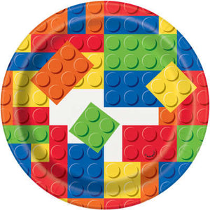 Building Blocks Birthday Round 7" Dessert Plates 8ct