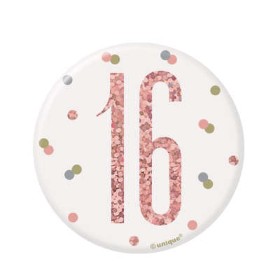 Rose Gold 16th Birthday Badge