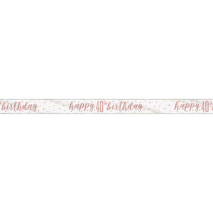 Rose Gold Foil Banner "Happy 40th Birthday"