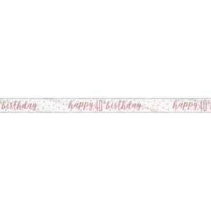 Rose Gold Foil Banner "Happy 40th Birthday"