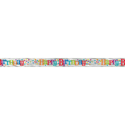 Foil Dotted Rainbow Happy Birthday Banner 12 ft