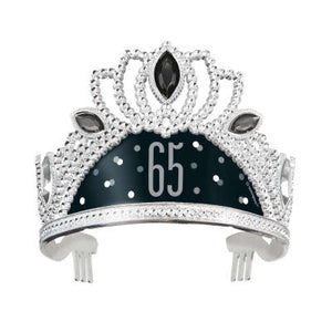Black & Silver 65th Birthday Plastic Tiara