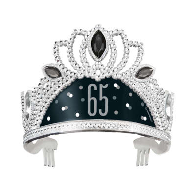 Black & Silver 65th Birthday Plastic Tiara