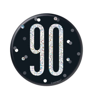 Black & Silver 90th Birthday Badge