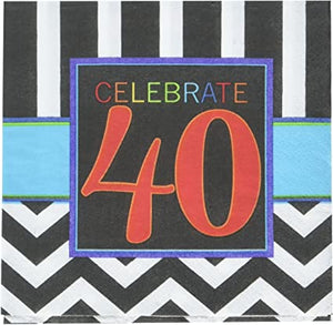 Classic 40th Birthday Party Beverage Napkins