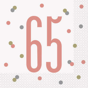 Rose Gold 65th Birthday Luncheon Napkins