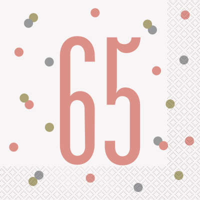 Rose Gold 65th Birthday Luncheon Napkins