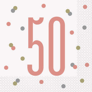 Rose Gold 50th Birthday Luncheon Napkins
