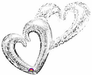 Silver Interlocking Hearts Supershape Foil Balloon