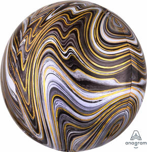Black & Gold Marble Orbz Foil Balloon