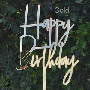 Gold Happy Birthday Cake Topper