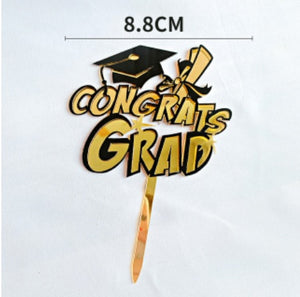 Graduation Acrylic Cake Topper "Congrats Grad"