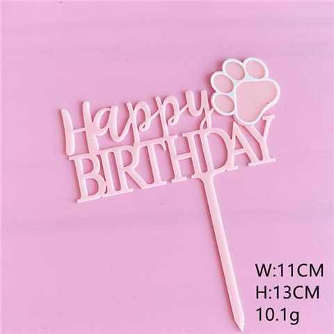 Pet Happy Birthday Cake Topper - Pink