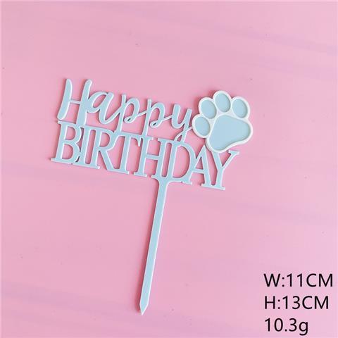 Pet Happy Birthday Cake Topper - Blue