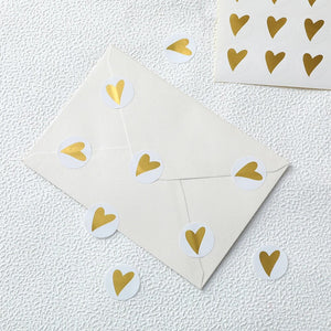 32ct Gold Heart Seal Label Stickers