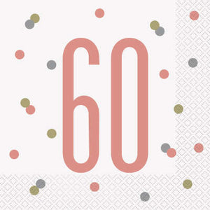 Rose Gold 60th Birthday Luncheon Napkins