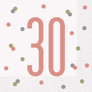 Rose Gold 30th Birthday Luncheon Napkins