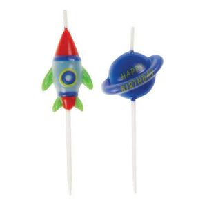 Outer Space Birthday Party Pick Candles 6ct