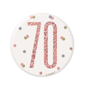 Rose Gold 70th Birthday Badge