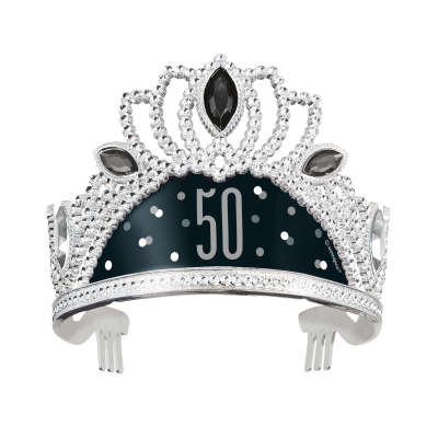 Black & Silver 50th Birthday Plastic Tiara