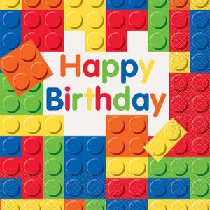 Building Blocks Birthday Party Luncheon Napkins 16ct