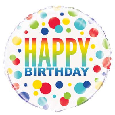 Rainbow Spots Birthday Foil Balloon 18