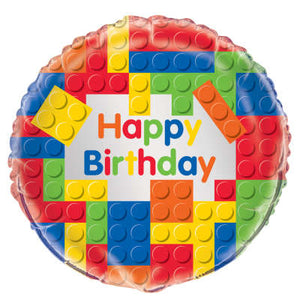 Building Blocks Birthday Party Foil Balloon 18" Packaged