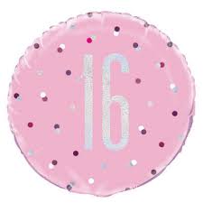 Sweet 16 Birthday Pink Glitz 18" Foil Balloon
