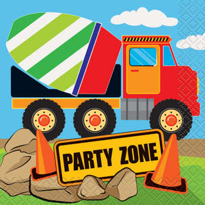 Construction Birthday Party Beverage Napkins 16ct