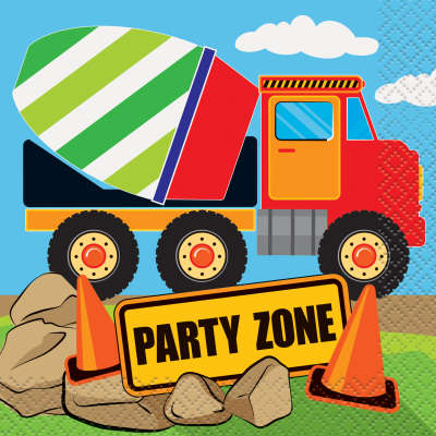 Construction Birthday Party Beverage Napkins 16ct