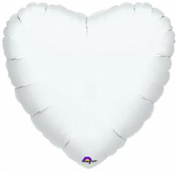 18" White Heart Shaped Foil Balloon