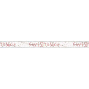 Rose Gold Foil Banner "Happy 50th Birthday"