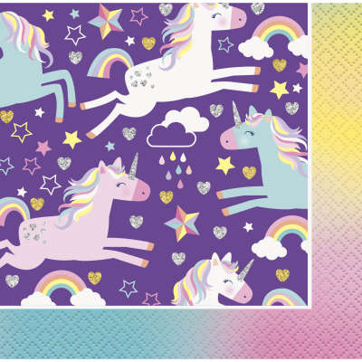 Unicorn Birthday Party Beverage Napkins 16ct