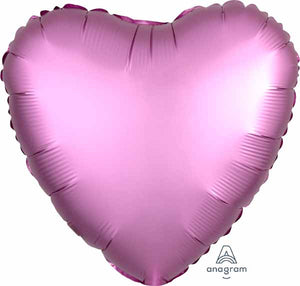 18" Satin Luxe Flamingo Pink Heart Shaped Foil Balloon