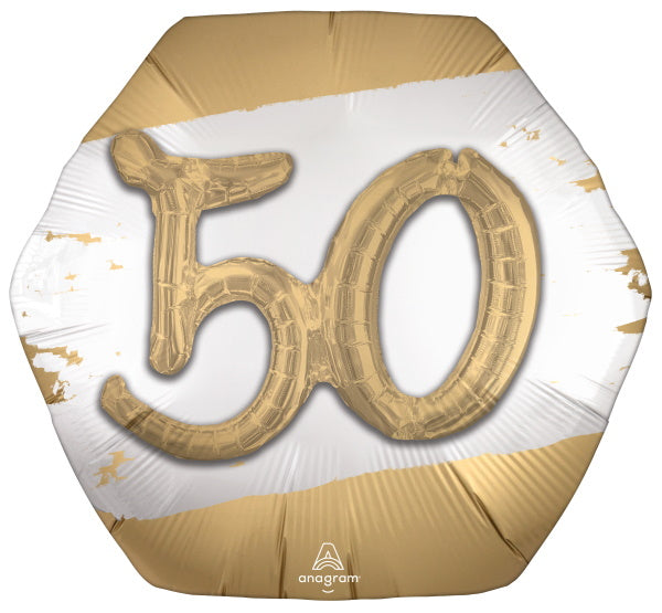 Elegant Gold 50th Birthday Supershape Foil Balloon