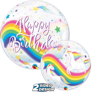 Unicorn Birthday Bubble Balloon Packaged