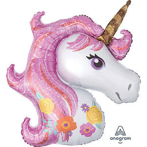 Magical Unicorn Birthday Party Supershape Foil Balloon Packaged
