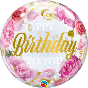 Elegant Floral Birthday Party Bubble Balloon